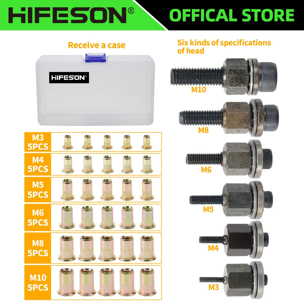 Rivet nut tool Hand Rivet Nut Gun Head Simple Installation Manual Riveter Rivnut Tool Accessory for M3 M4 M5 M6 M8 M10 M12