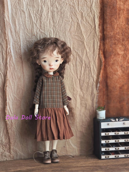 Dula Doll Clothes for Josh Blythe Landoudou Landazz Ob24 Ob22 Licca 1/6 Doll Plaid Blouse Dress