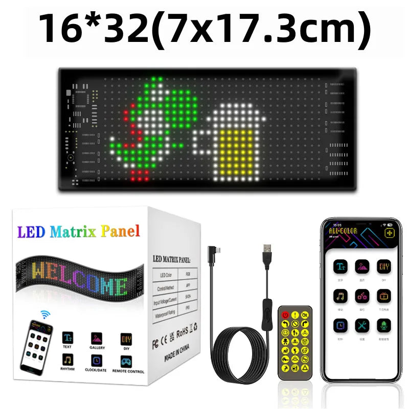 1/2PCS Devil Eyes Light USB-Powered LED Matrix Panel DIY Programmable Flexible LED Screen with App Control for Cars Windshield