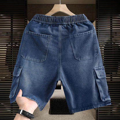 Men's Cargo Shorts New Summer Fashion Thin Cotton Blend Casual Denim 5-Point Pants Street Trendy Daily Comfortable Jean Shorts