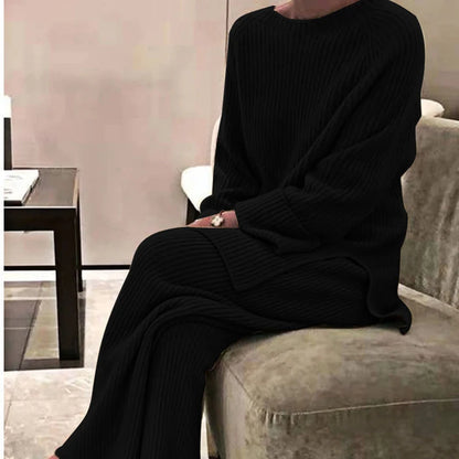 Women Elegant Sweater Suit Elegant Knitted Two Pieces Set Autumn Winter Oversized Pullover and Trousers Suit Female Outfits 2022