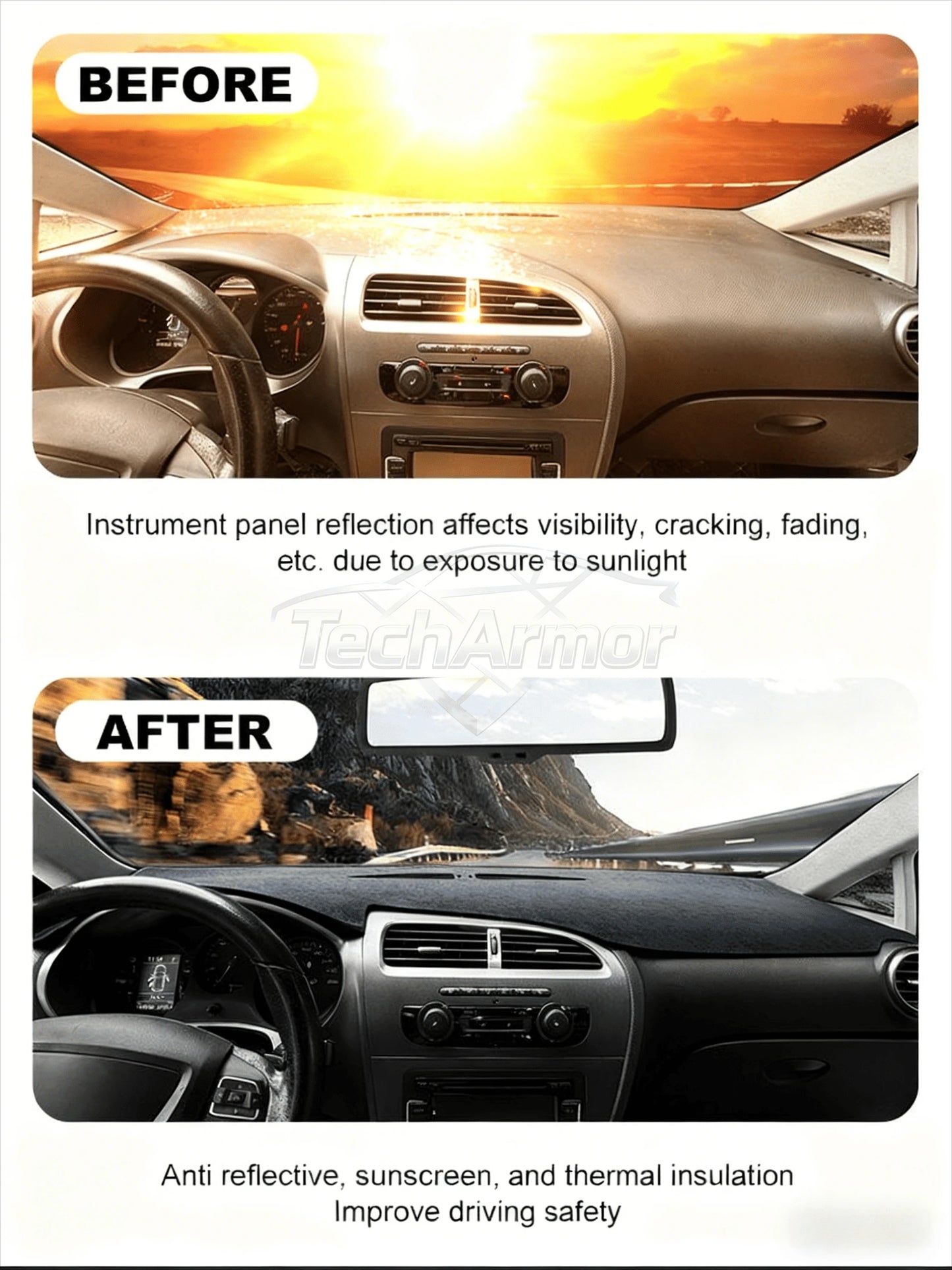 Flannel Car Dashboard Cover Pad For Seat Leon 2005-2012 Sunshade Protector Anti-UV Dash Mats Non-slip Auto Interior Accessories