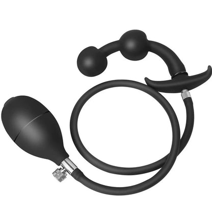 Silicone Magnetic Inflatable Butt Plug with Pump - Black Expandable Anal Stretcher, Prostate Massager Sex Toy for Men Women