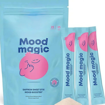 Mood Magic Pixie Sticks for Kids Sugar-Free Saffron & GABA Mood Balance Supplement 25 Sticks Candy Water Flavor