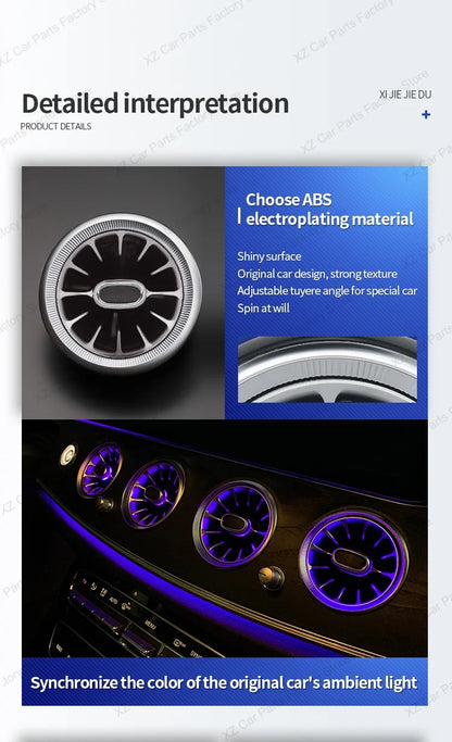 For Mercedes Benz E-Class W213 2016-2021 Led 64 Colors Air Vents AMG E43 E53 3D Rotating Tweeter Speaker Interior Ambient Light