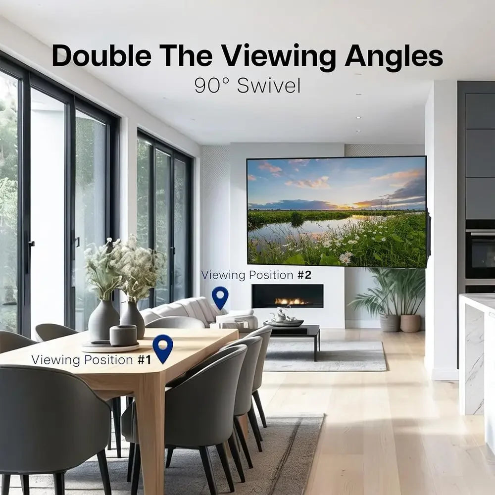 Steel Low Profile Electric TV Wall Mount for 32 to 75 inch LCD LED Plasma Screens, Motorized Swing TV Bracket with 90 Degree Swi