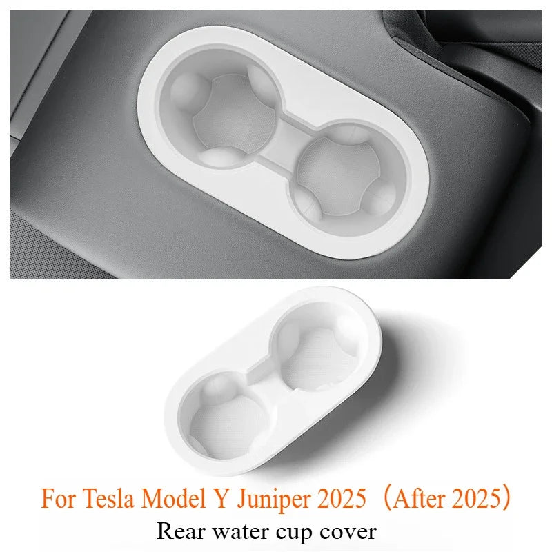 For Tesla Model Y Juniper 2025 White Interior Accessories Center Control Armrest Box Organizer Storage Box Cup Holder New Model3