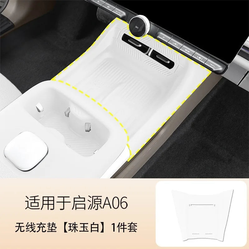 For Changan A06 2026 Wireless Charger Anti-Slip Mat & Cup Holder Liner Set, Non-Scratch Silicone Interior Accessories