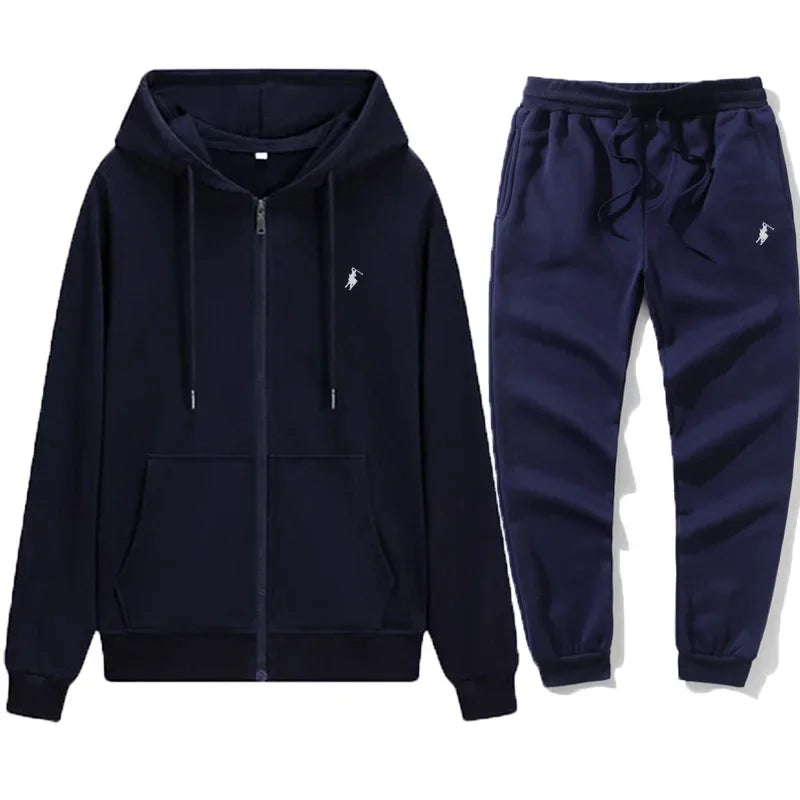 Men's classic hoodies and sport pants for autumn and winter, suitable for casual fitness, warmth and casual sportswear sets in a
