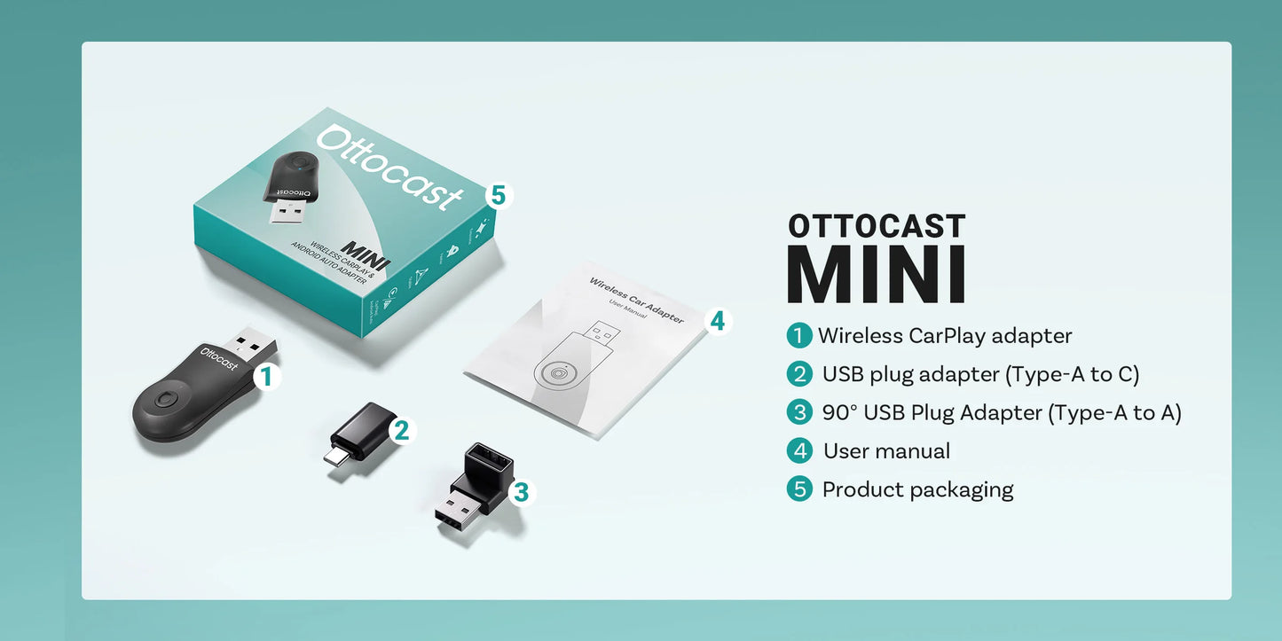 OTTOCAST NEW Mini Wireless CarPlay Android Auto Wireless Adapter Plug And Play WiFi Fast Connect Dongle For Toyota Audi Benz