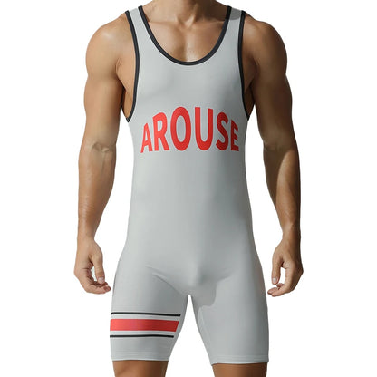 Men's shapewear, jumpsuit, wrestling suit, vest, sports and fitness training suit, weightlifting suit, high elasticity, slim fit