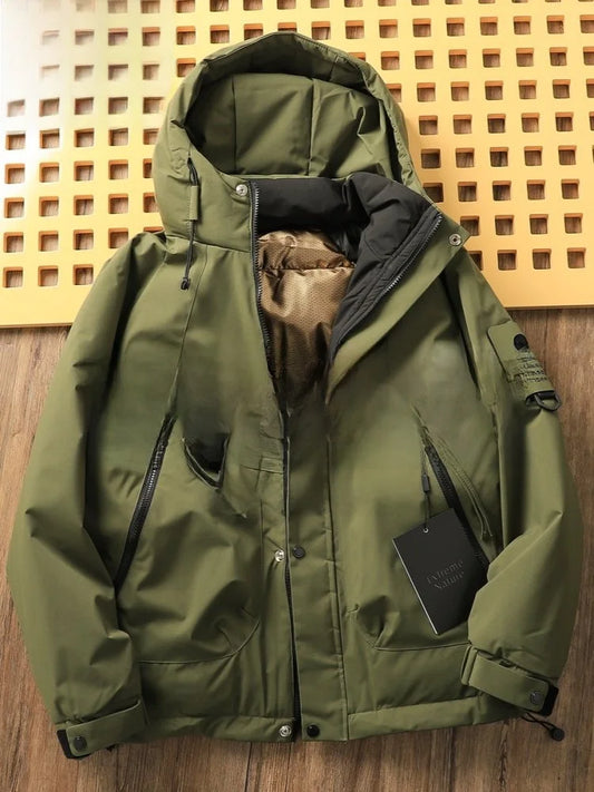 Paul 2026 Men's Thickened down Cotton Jacket Hooded Warm Workwear Ultra-Thick Outerwear Fashionable Urban Style Polyester Fiber
