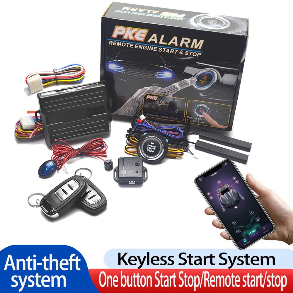 Car Smart Key Starter Alarm Bluetooth Autostart Set Auto Start Stop Push Button Keyless Entry System Skit Automotive Accessories