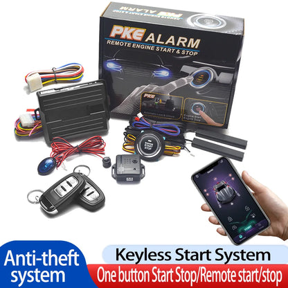 Car Smart Key Starter Alarm Bluetooth Autostart Set Auto Start Stop Push Button Keyless Entry System Skit Automotive Accessories