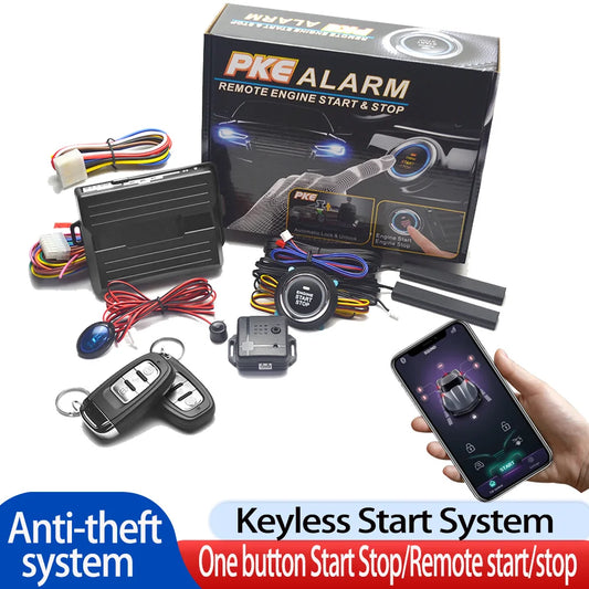 Car Smart Key Starter Alarm Bluetooth Autostart Set Auto Start Stop Push Button Keyless Entry System Skit Automotive Accessories