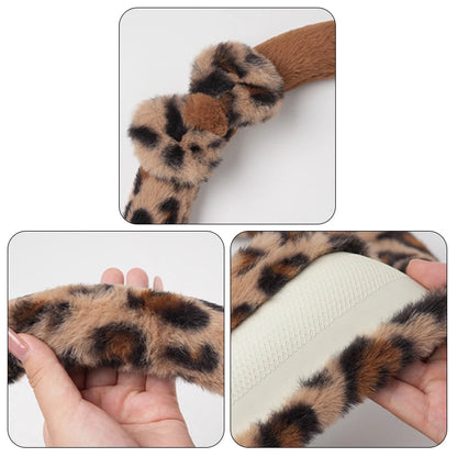 Women's New Leopard-print Car Seat Cushion Winter Plush Warm Non-slip Seat Cover Fashion Full Set Automobile Interior Decoration