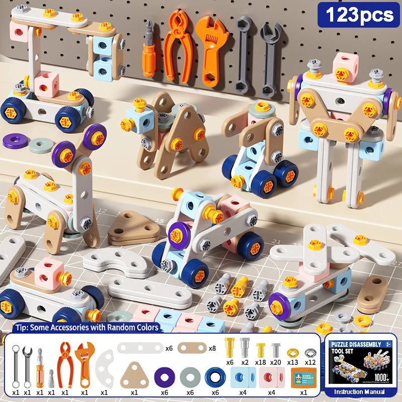 DIY Nut Hand Disassembly Assembly Puzzle Simulated Screwing Toolbox Early Educational Kids Toy Repair Tools Blocks Toys For Boys