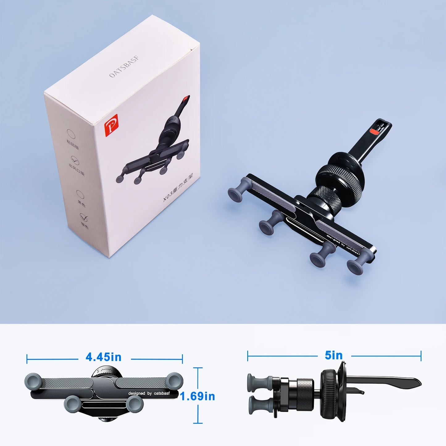 Gravity Car Phone Holder 360 Degree Rotatable Invisible Alloy Car Mount Air Vent Dashboard Gravity Mount GPS Stand Cell Support
