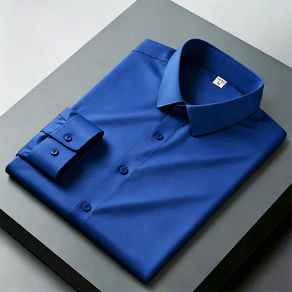 Black shirt men's long sleeved non ironing and wrinkle resistant solid color business casual men's spring shirt size