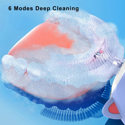 Children's Sonic Electric Toothbrush USB Rechargeable for Kids U-shaped 360Degrees Automatic Silicone Toothbrush Blue Light IPX7