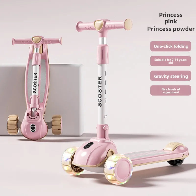 3 Wheel Kids Scooter Foldable Toddler Ride On Toy Flashing Wheels Scooter Suitable for helping children develop their balance