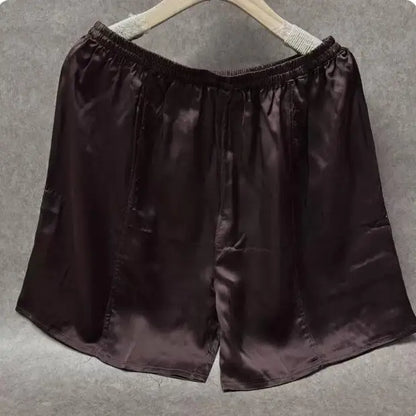 100% Mulberry Silk Men Boxer Underwear Couple Rubber Band Thin Short Home Pants Promotion Woman Can Wear