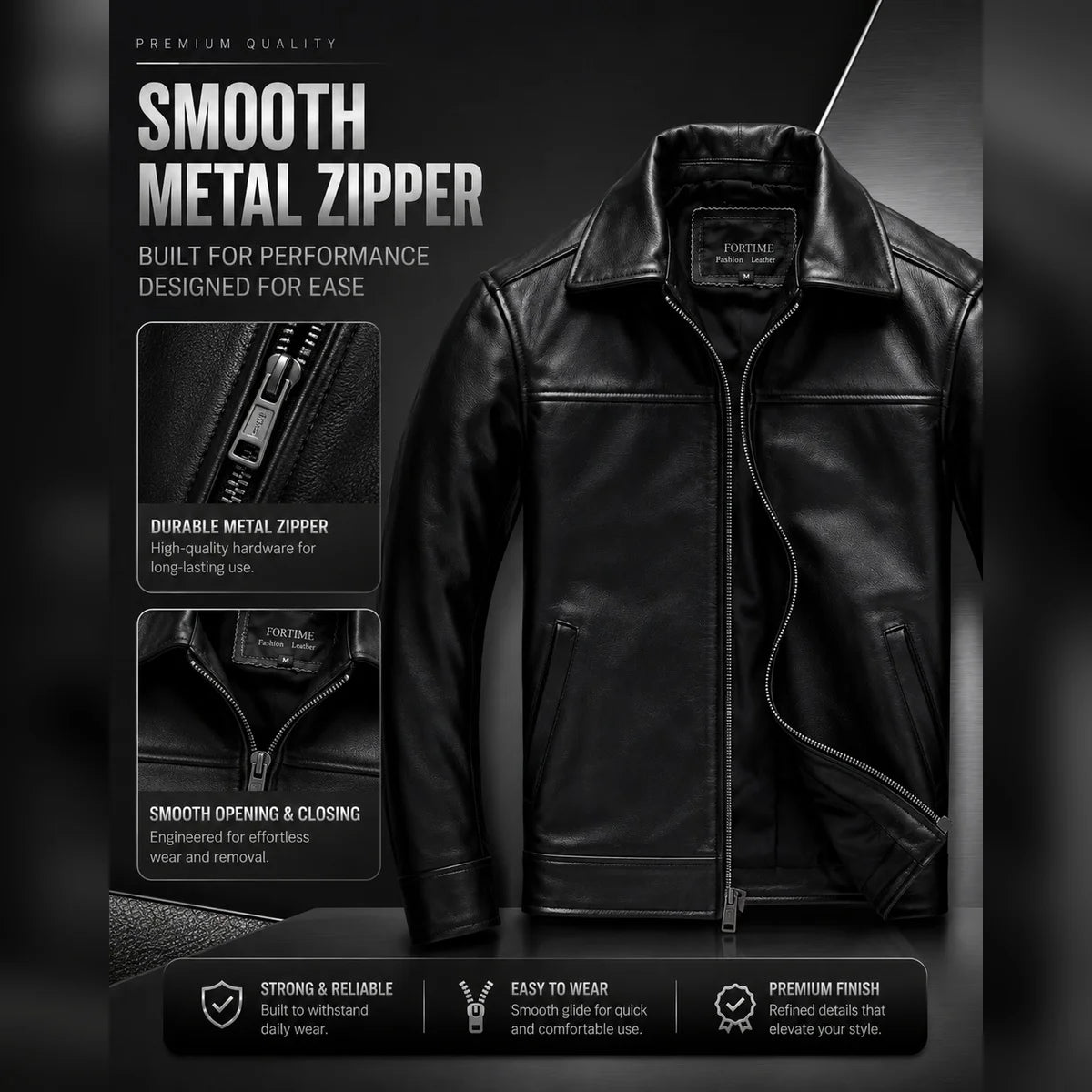 Men's Genuine Cowhide Leather Jacket Black Lapel Biker Coat Slim Fit Wind Proof Motorcycle Zip Up Casual Autumn Winter Outerwear