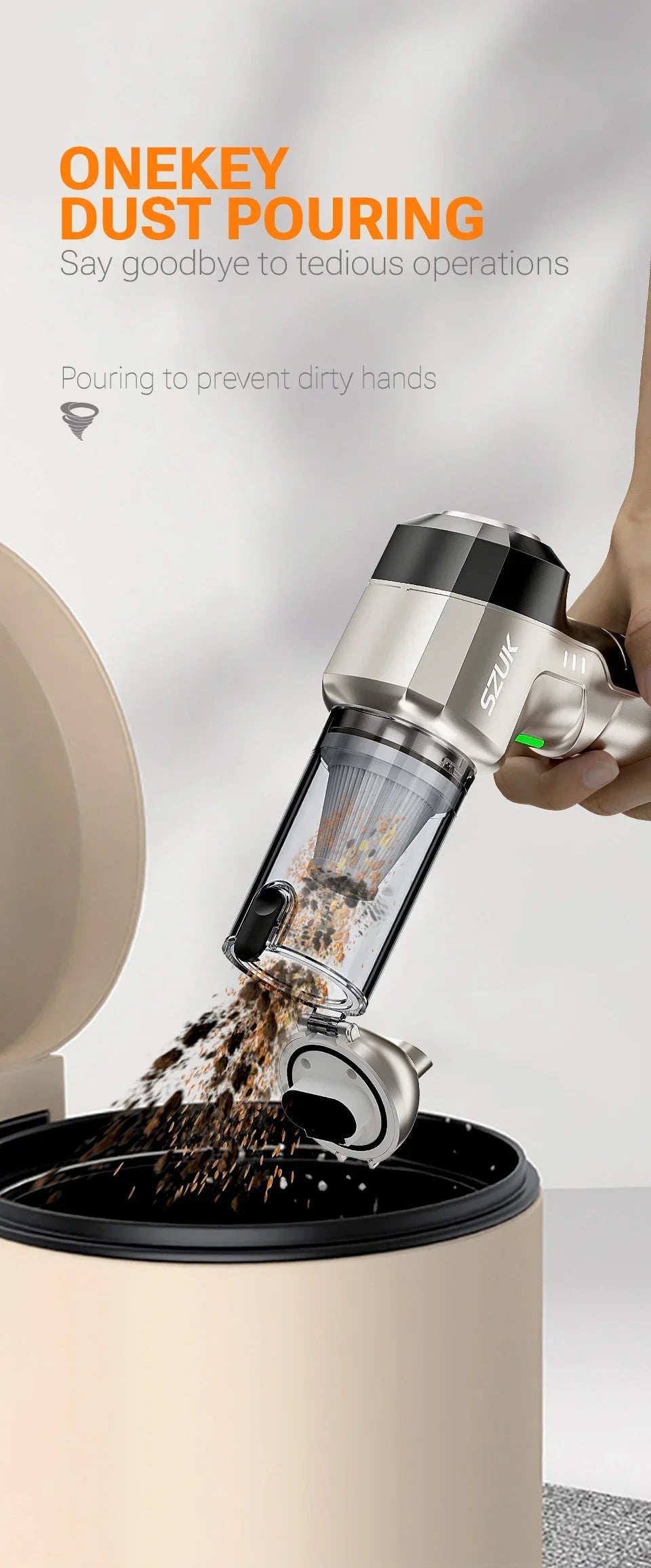 SZUK Car Vacuum Cleaner 18000PA High Pressure Portable Handheld Powerful Mini Cordless Car Appliance Cleaning Vacuum Cleaner