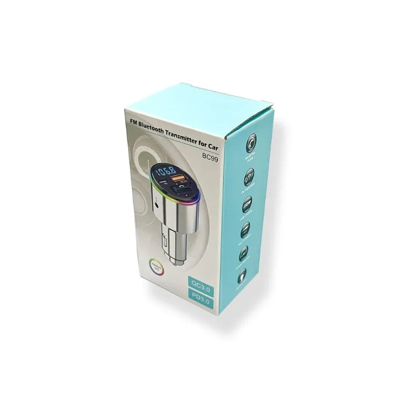 News AUX Player RGB LightBluetooth FM Transmitter Handsfree Car MP3 Player Stereo Car FM Modulator PD30W Quick Charge QC3.0