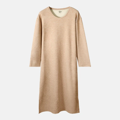 Men's autumn and winter long-sleeved one-piece nightgown, knee-length bathrobe, long one-piece home wear, wool and silk pajamas