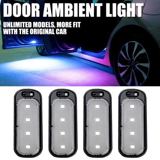 2/4pcs Car LED Door Light USB Charging Wireless Door Warning Lights Safe Anti-collision Signal Lamp Welcome Atmosphere Light