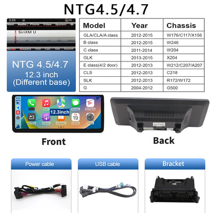 12.3“Wireless CarPlay For Mercedes Benz GLA CLA GLC GLK W205 W176 C117  Ultra thin Touch Multimedia screen with Android Auto BT