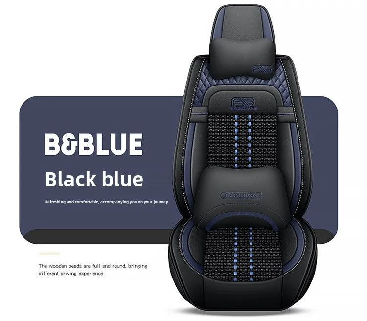 Universal Auto Split Seat Car Full Seat Cover Breathable Ice Silk Nappa Leather Car SUV Cushion Full Seats Cover Protection