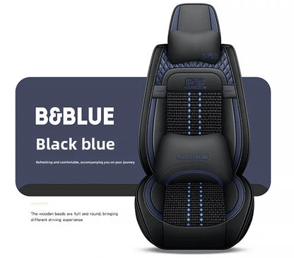 Universal Auto Split Seat Car Full Seat Cover Breathable Ice Silk Nappa Leather Car SUV Cushion Full Seats Cover Protection