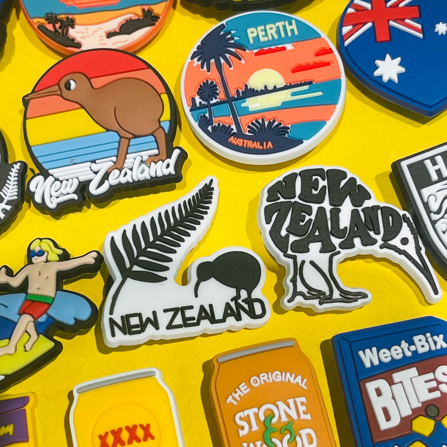 6-100pcs Happy Australia Day New Zealand Gold Coast Kangaroo Surfing PVC Shoe Charms For Clogs Pins Sandals Shoes Decoration