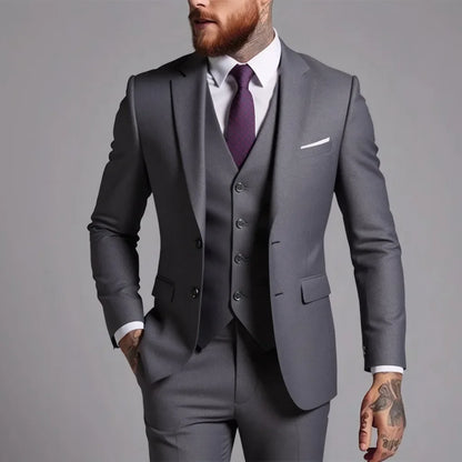 Four Seasons Single Breasted Business Suit for Men Stylish and Comfortable Office Wear