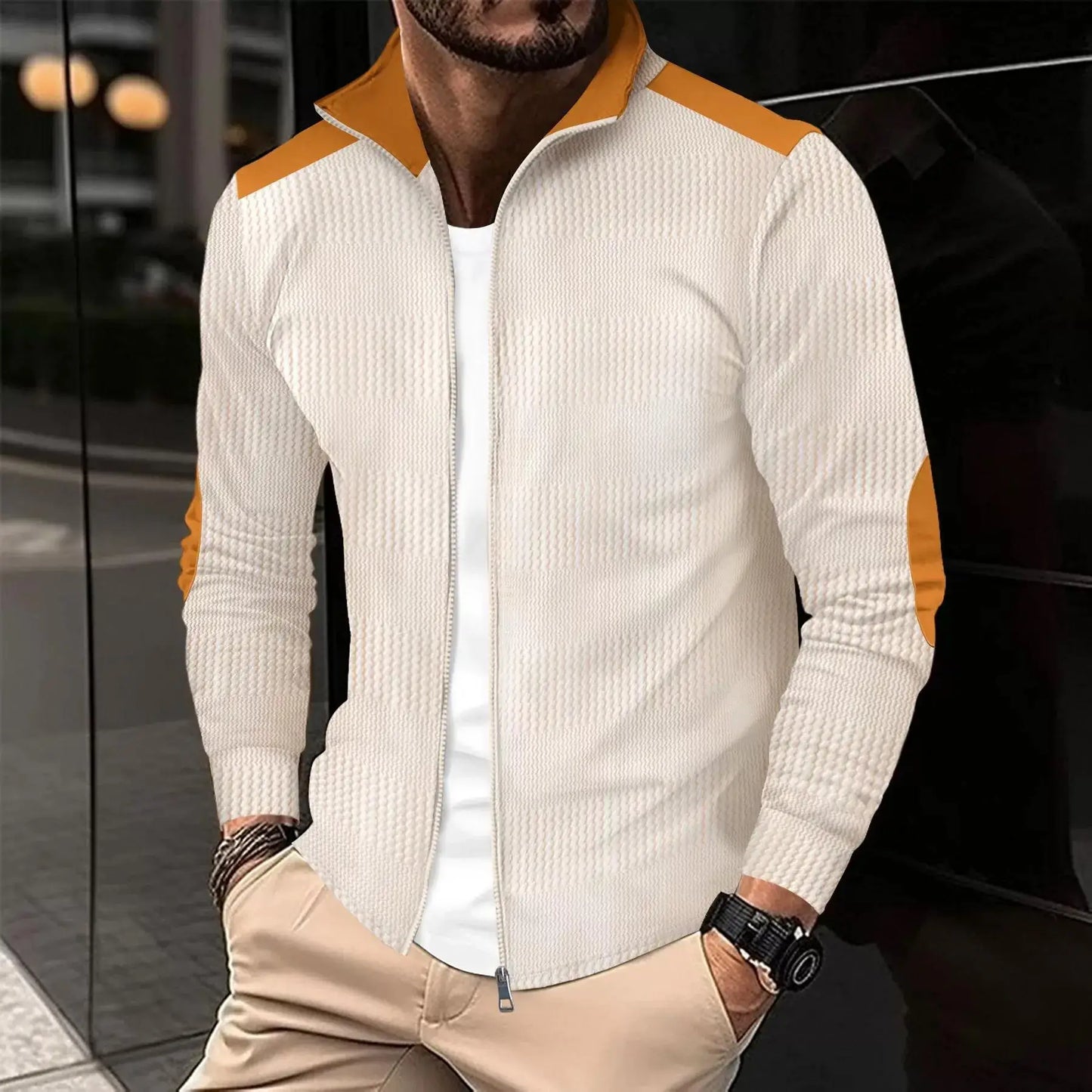 Autumn And Winter Europe And The United States Men's Long-Sleeved Jacket New Casual Stand Collar Piece Cotton Jacket Zippershirt
