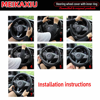 1 crystal carbon fiber three-dimensional lamb skin breathable skin car with inner ring steering wheel cover for women