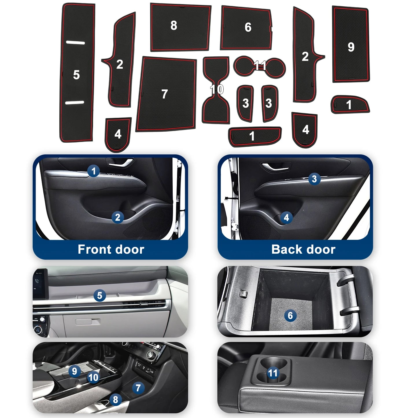 RUIYA for Hyundai Tucson NX4 Limited 2025 2026 Car Door Groove Mat Anti-slip Slot Pad Auto Hyundai Tucson 2025 Accessories