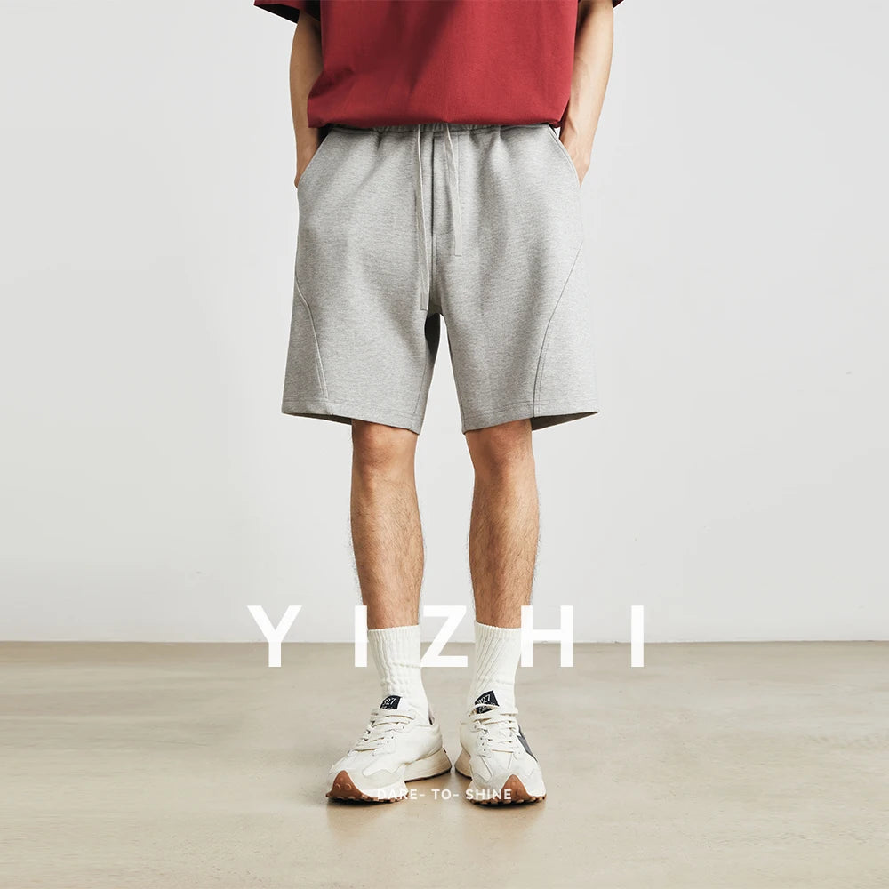Men's Summer New American Casual Shorts Straight Loose Five-point Pants Solid Color Drawstring Pocket Micro-elastic Sports Pants