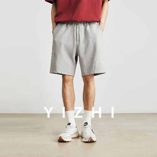 Men's Summer New American Casual Shorts Straight Loose Five-point Pants Solid Color Drawstring Pocket Micro-elastic Sports Pants