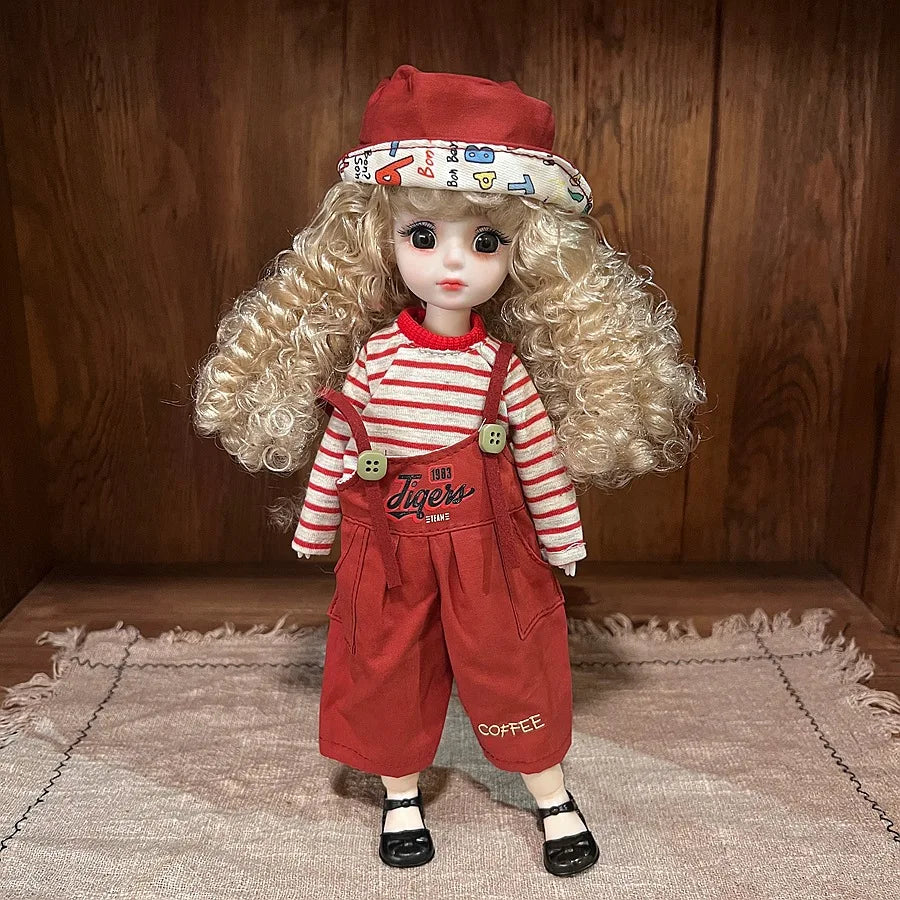 30cm 1/6 Fashion Girls Dress Up Doll Movable 20 Joints Cute Sweet Face Festival Gift with Clothes Shoes BJD Princess Doll Toy