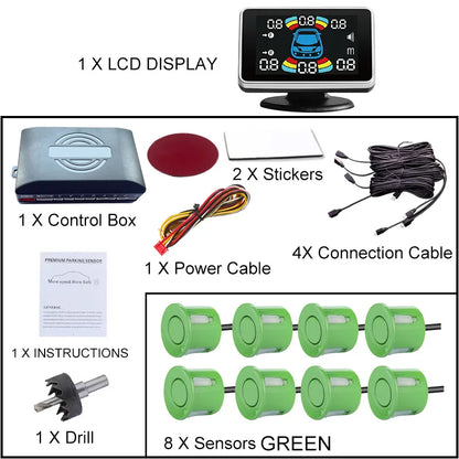 Electromagnetic Parking Sensor LED Monitor 8 Sensor Front Parktronic System Motion Detection Backlight