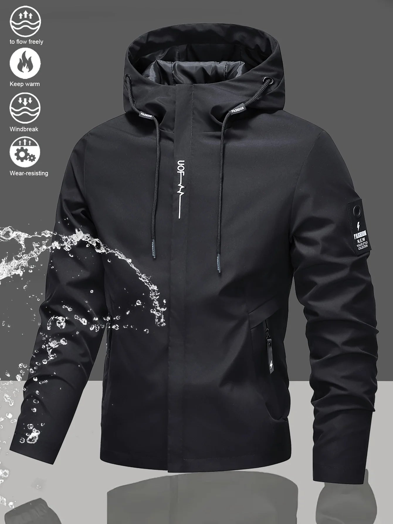 New Men'S Spring And Autumn Fashion Hooded Jacket，Suitable For Sports And Outdoor Leisure Wear，Equipped With A Zippered Pocket