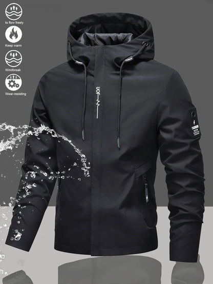 New Men'S Spring And Autumn Fashion Hooded Jacket，Suitable For Sports And Outdoor Leisure Wear，Equipped With A Zippered Pocket