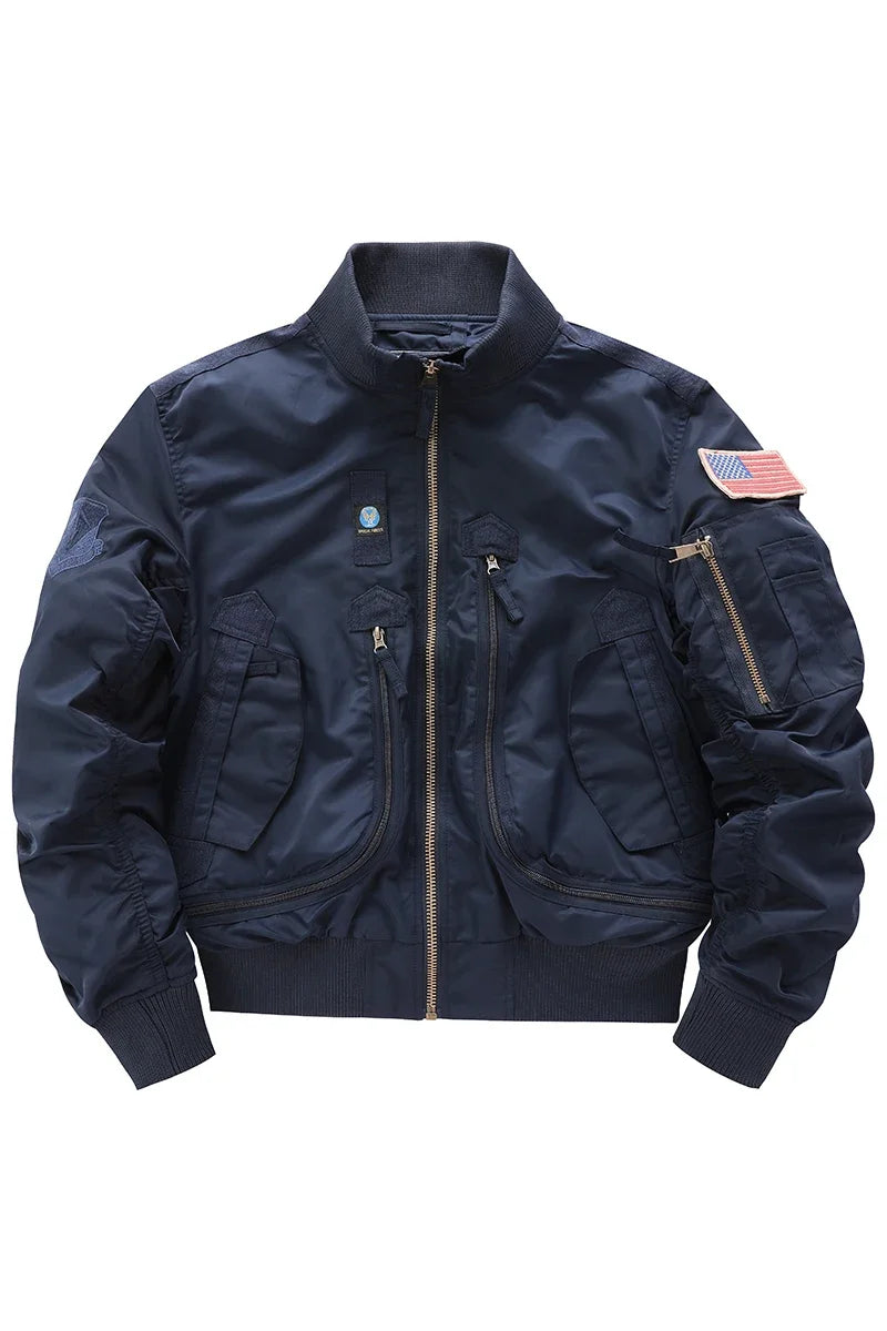 Men's flight jacket - waterproof field coat Fashionable stand up collar outdoor training clothes, streetwear tops, outerwear