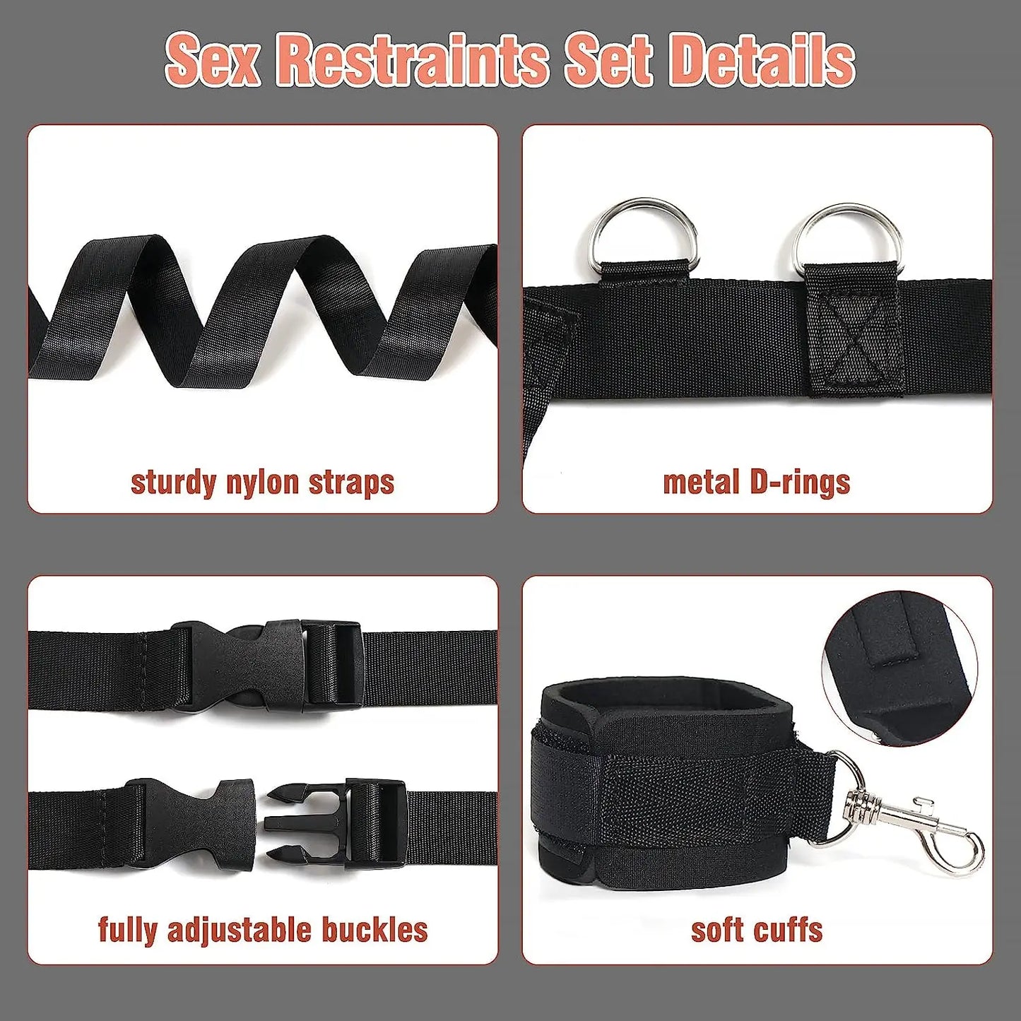 Bed Restraint Set Couple Sex Toys Bondage Handcuff Kit Adult Game Tool 18+ Erotic Tie Downs Arm Ankle BDSM Flirting Sextoy