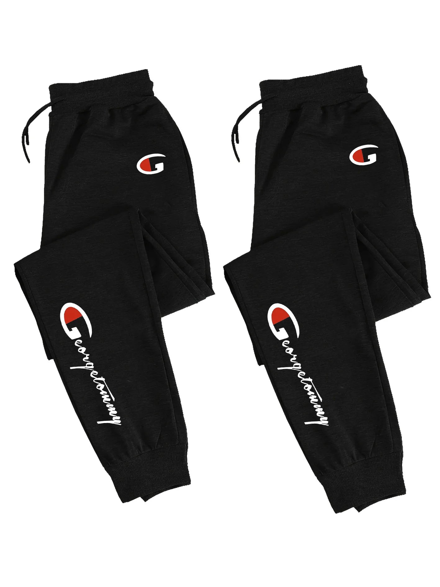 2-Pack Men's Polyester Lounge Joggers, Elastic Drawstring Waist, Wrinkle-Resistant, Breathable Sweat-Wicking, Tapered Cu