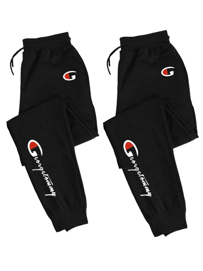 2-Pack Men's Polyester Lounge Joggers, Elastic Drawstring Waist, Wrinkle-Resistant, Breathable Sweat-Wicking, Tapered Cu