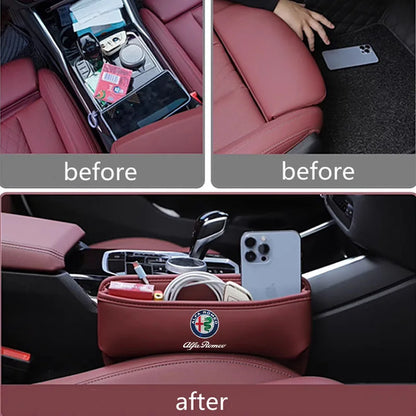 Car Storage bag Leather Seat Gap Storage Box For Alfa Romeo STELVIO Giulia 159 Giulietta 147 Mito 156 MTO Sportiva Accessories